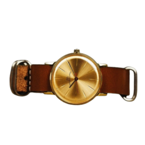 Vintage Gold Dial Men’s Watch with Brown Leather Strap